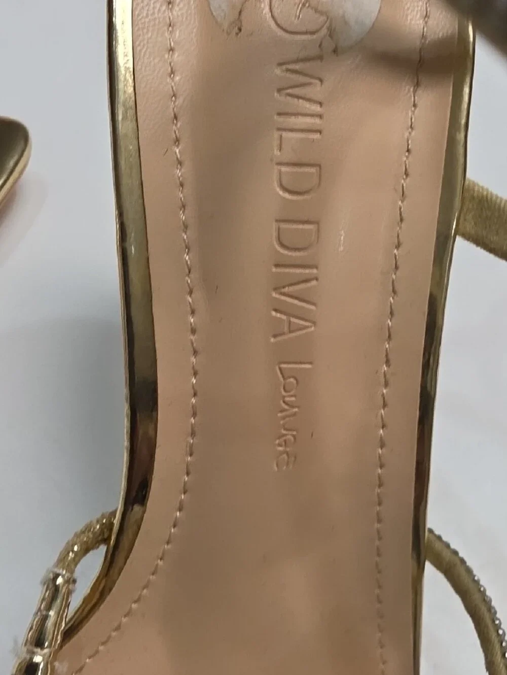 Wild Diva Gold Morris-632 Rhinestone Floral Spiral Wrap Stiletto Heels - Size 7